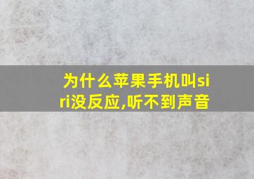 为什么苹果手机叫siri没反应,听不到声音