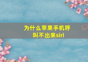 为什么苹果手机呼叫不出来siri