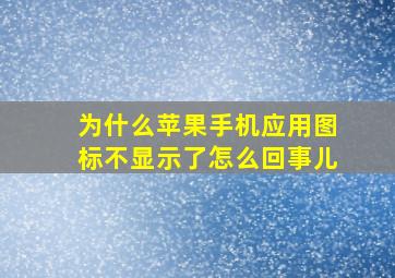 为什么苹果手机应用图标不显示了怎么回事儿