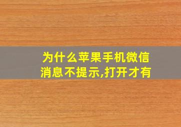 为什么苹果手机微信消息不提示,打开才有