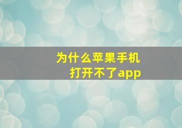 为什么苹果手机打开不了app