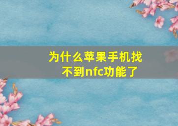 为什么苹果手机找不到nfc功能了