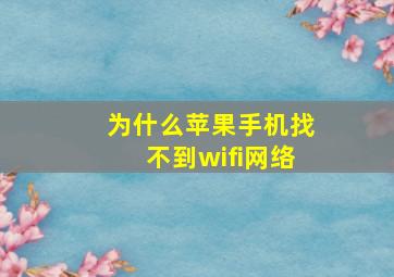 为什么苹果手机找不到wifi网络