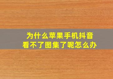 为什么苹果手机抖音看不了图集了呢怎么办