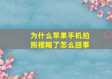 为什么苹果手机拍照模糊了怎么回事