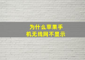 为什么苹果手机无线网不显示