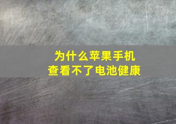 为什么苹果手机查看不了电池健康