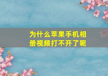 为什么苹果手机相册视频打不开了呢