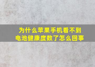 为什么苹果手机看不到电池健康度数了怎么回事