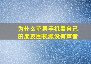 为什么苹果手机看自己的朋友圈视频没有声音