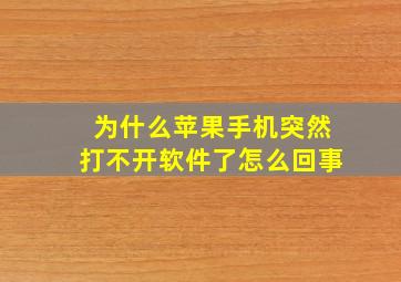 为什么苹果手机突然打不开软件了怎么回事