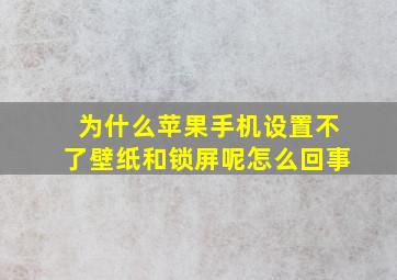 为什么苹果手机设置不了壁纸和锁屏呢怎么回事