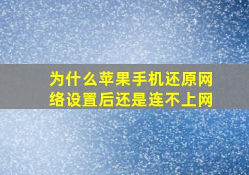 为什么苹果手机还原网络设置后还是连不上网