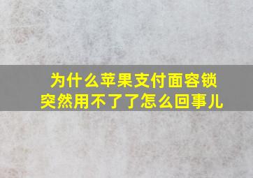 为什么苹果支付面容锁突然用不了了怎么回事儿