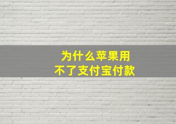 为什么苹果用不了支付宝付款