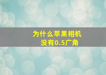 为什么苹果相机没有0.5广角