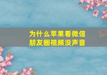 为什么苹果看微信朋友圈视频没声音