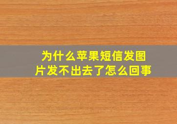 为什么苹果短信发图片发不出去了怎么回事