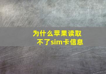 为什么苹果读取不了sim卡信息