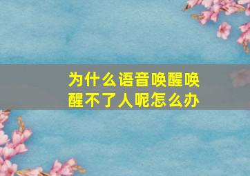 为什么语音唤醒唤醒不了人呢怎么办