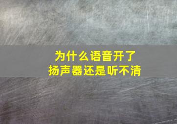 为什么语音开了扬声器还是听不清