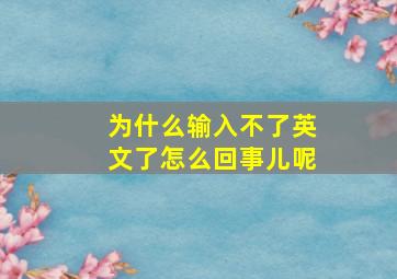 为什么输入不了英文了怎么回事儿呢