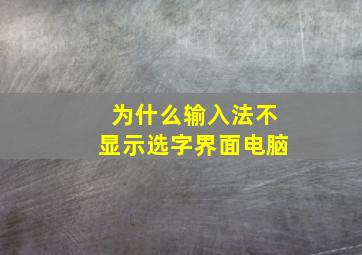 为什么输入法不显示选字界面电脑