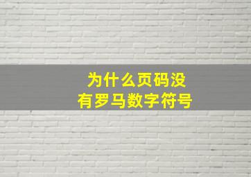 为什么页码没有罗马数字符号