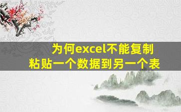 为何excel不能复制粘贴一个数据到另一个表