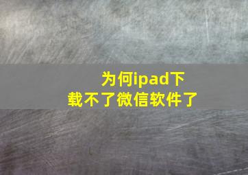 为何ipad下载不了微信软件了