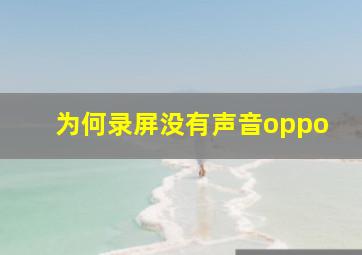 为何录屏没有声音oppo