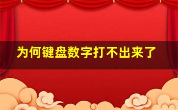 为何键盘数字打不出来了