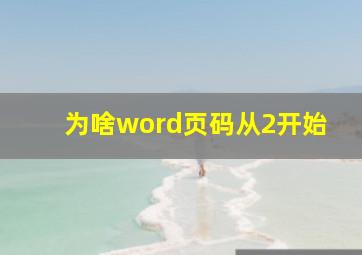 为啥word页码从2开始