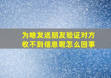 为啥发送朋友验证对方收不到信息呢怎么回事