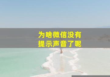 为啥微信没有提示声音了呢