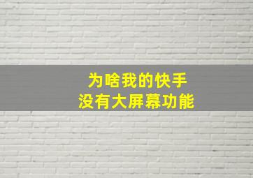 为啥我的快手没有大屏幕功能