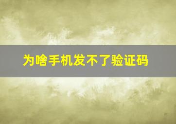 为啥手机发不了验证码