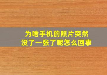 为啥手机的照片突然没了一张了呢怎么回事