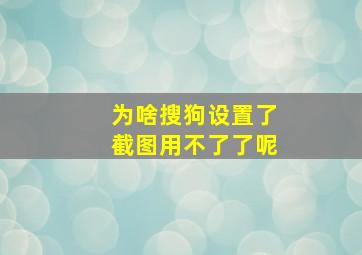 为啥搜狗设置了截图用不了了呢