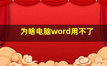 为啥电脑word用不了