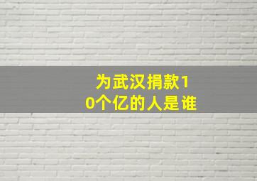 为武汉捐款10个亿的人是谁