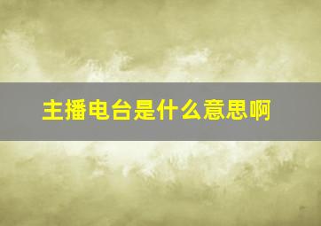 主播电台是什么意思啊