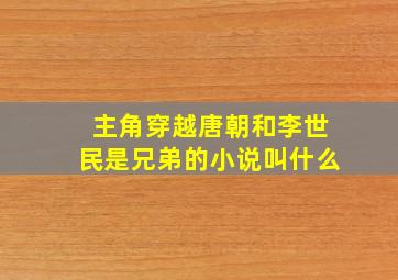 主角穿越唐朝和李世民是兄弟的小说叫什么