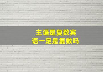 主语是复数宾语一定是复数吗