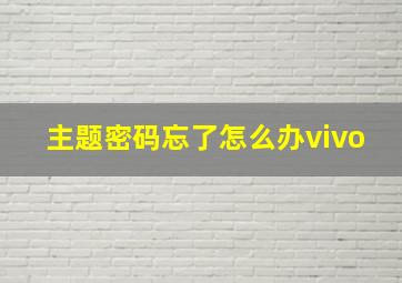 主题密码忘了怎么办vivo