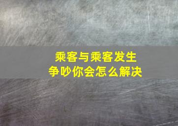 乘客与乘客发生争吵你会怎么解决