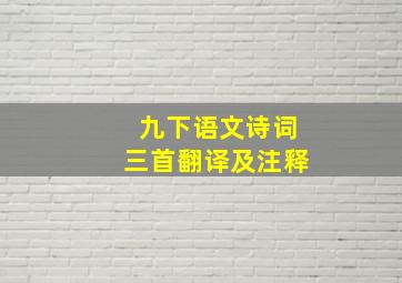 九下语文诗词三首翻译及注释