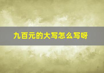 九百元的大写怎么写呀