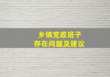 乡镇党政班子存在问题及建议