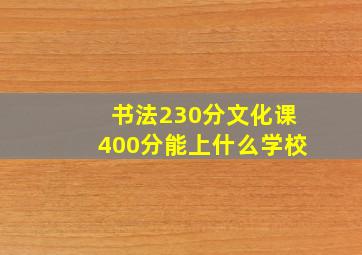 书法230分文化课400分能上什么学校